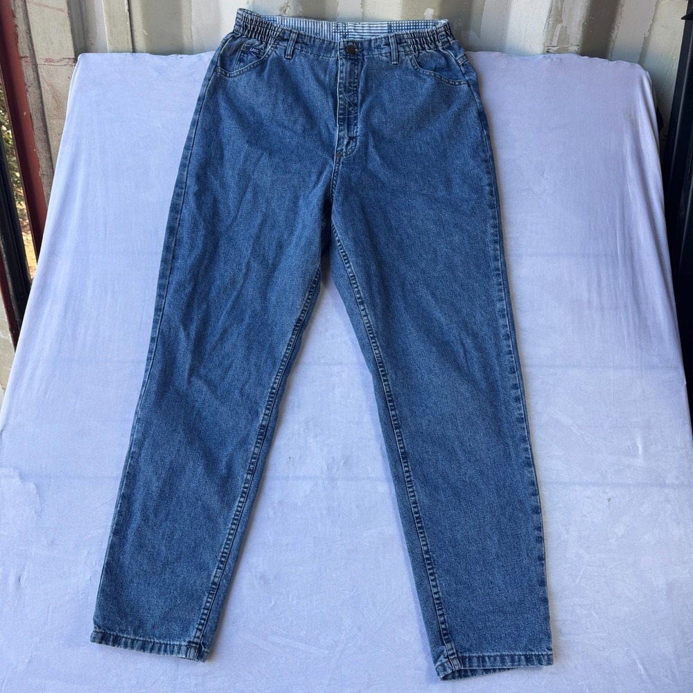 Vintage Lee Original Jeans Women's 32 Blue Denim Stretch Straight Elastic Waist
